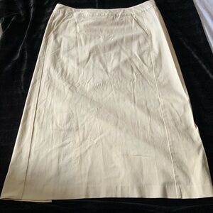 Evan Picone off white long pencil skirt 16 cotton double kick pleats walking
